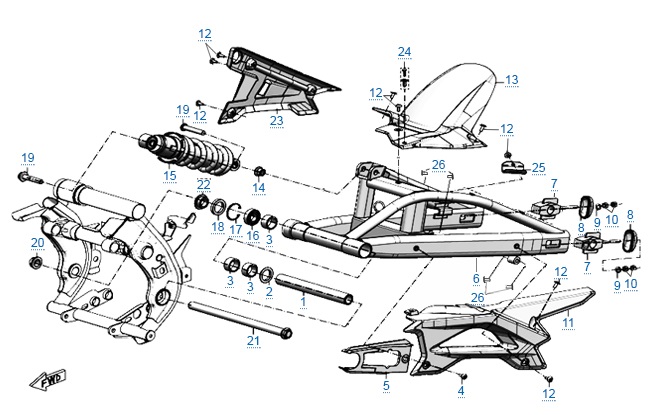 Схема узла: ЗАДНЯЯ ПОДВЕСКА