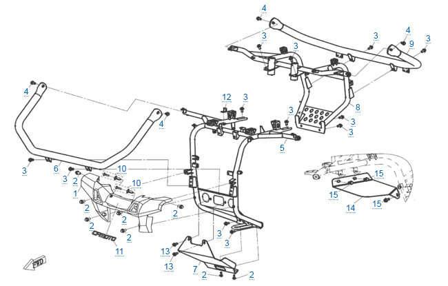 Схема узла: ПЕРЕДНИЙ И ЗАДНИЙ БАМПЕР RESTYLE