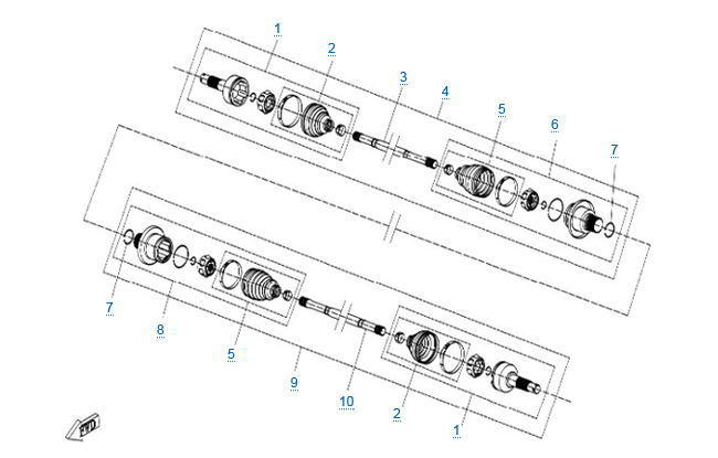 Схема узла: ЗАДНИЙ ПРИВОД В СБОРЕ