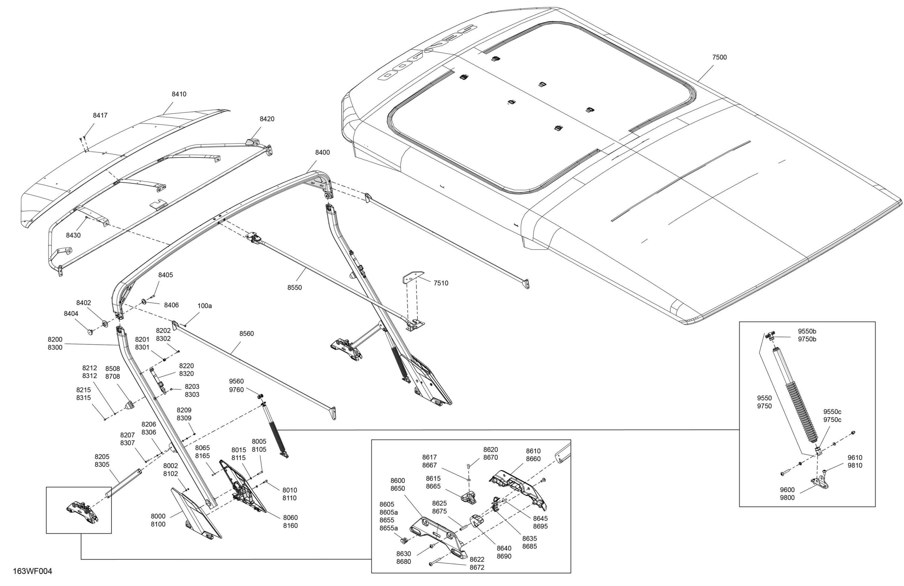 Схема узла: CANVAS - Bimini Top Front Section